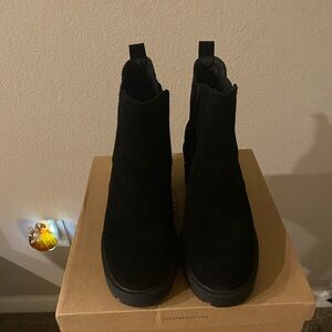 Women’s black suede ankle boots